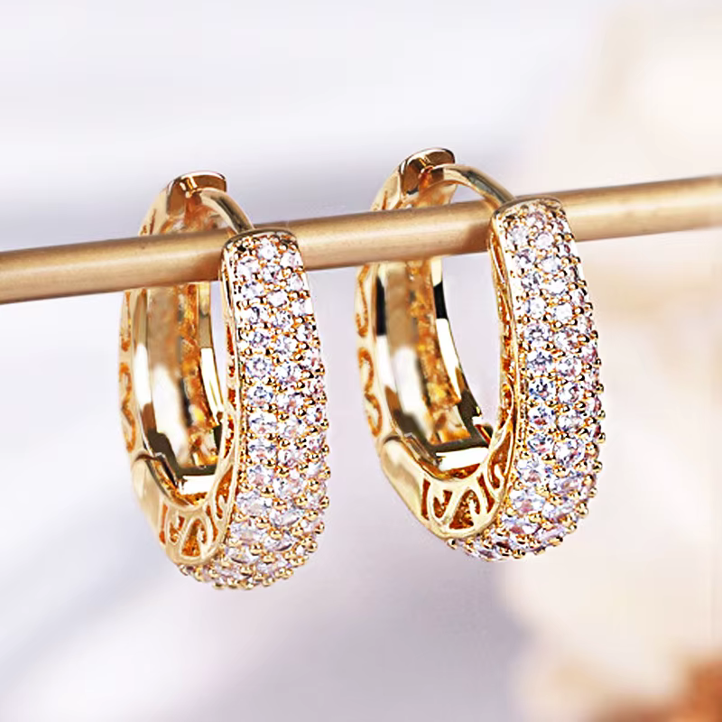 Huitan – boucles d'oreilles créoles creuses couleur or pour femmes