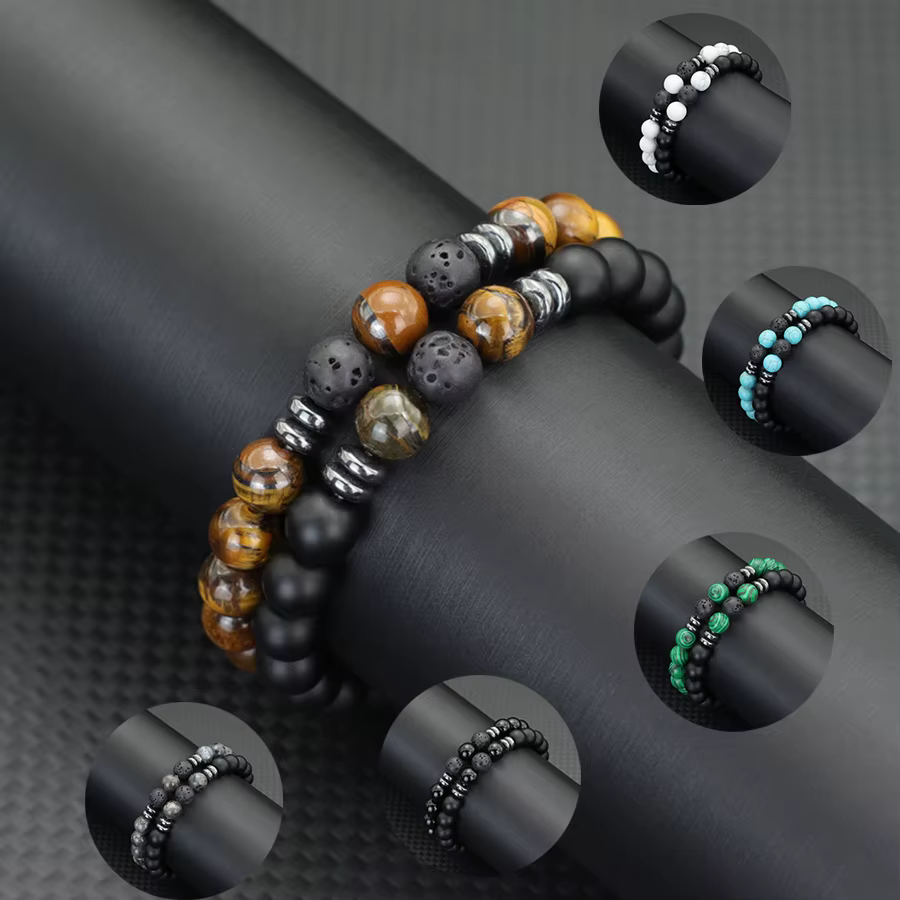 Bracelet de perles en Malachite naturelle pour hommes