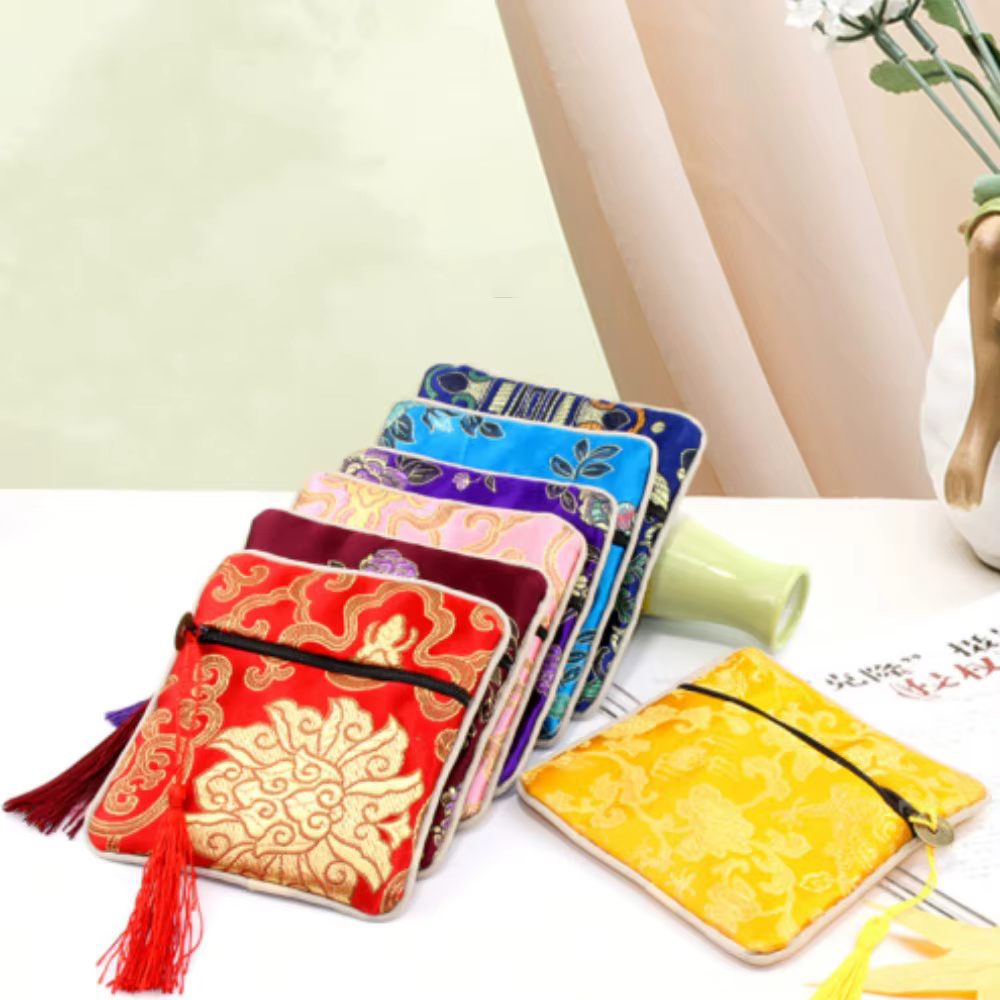 Sac à bijoux en brocart chinois fait à la main