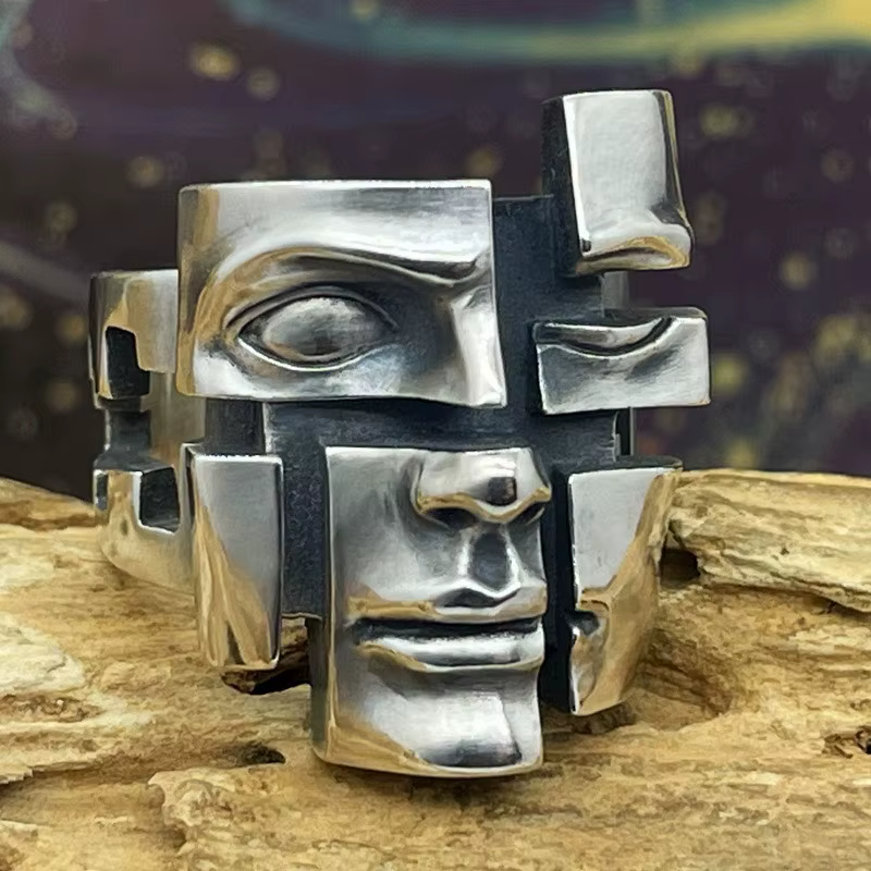 Bague rétro abstraite pour hommes et femmes