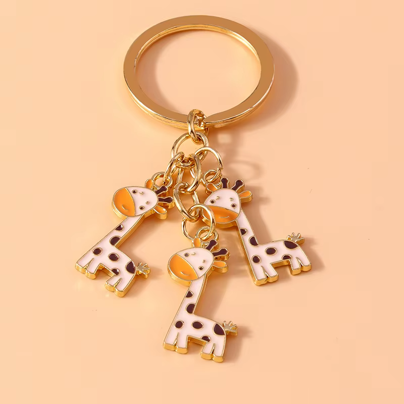 Porte-clés girafe en émail mignon