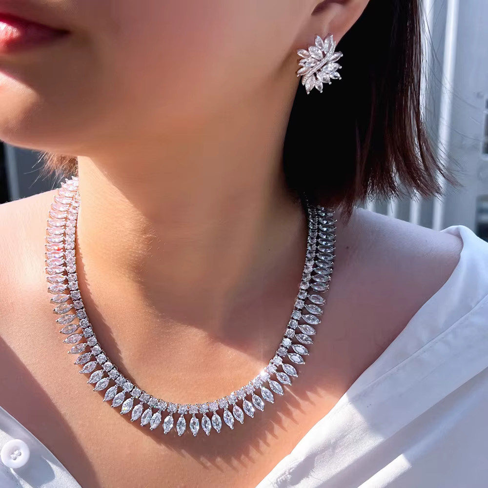 Pera – magnifique collier ras du cou rond en zircone cubique blanche brillante