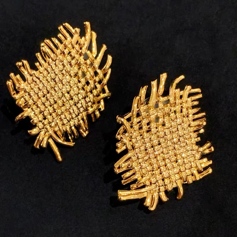 Boucles d'oreilles Vintage en argent 925 tissé à texture brillante pour femmes