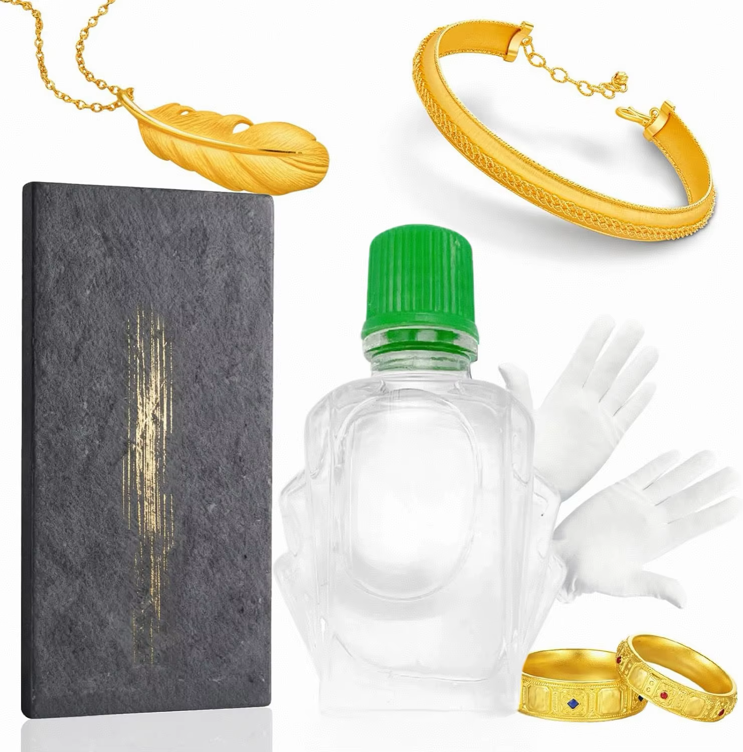 Kit de test de l'or avec pierre et solution acide pour l'or 10K/14K/18K/22K/24K