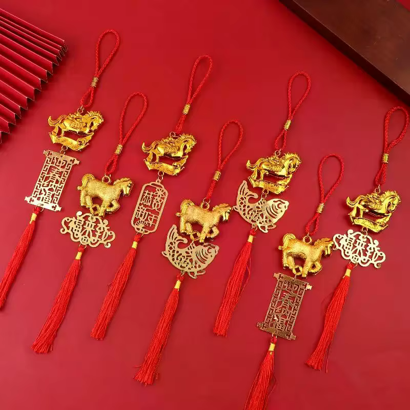 Pendentif cheval du zodiaque en plastique doré