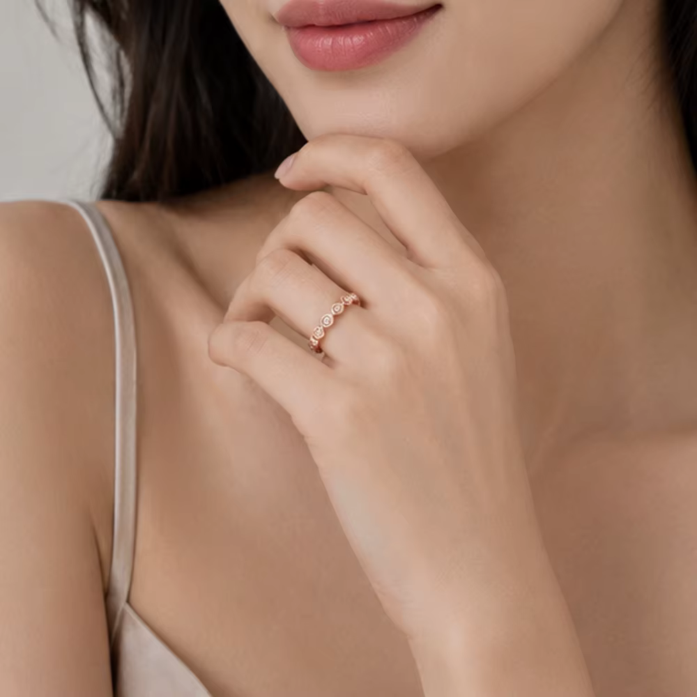 Cercles ronds bague en or Rose bijoux fins pour les femmes printemps tout nouveau cadeau romantique en argent Sterling 925 véritable