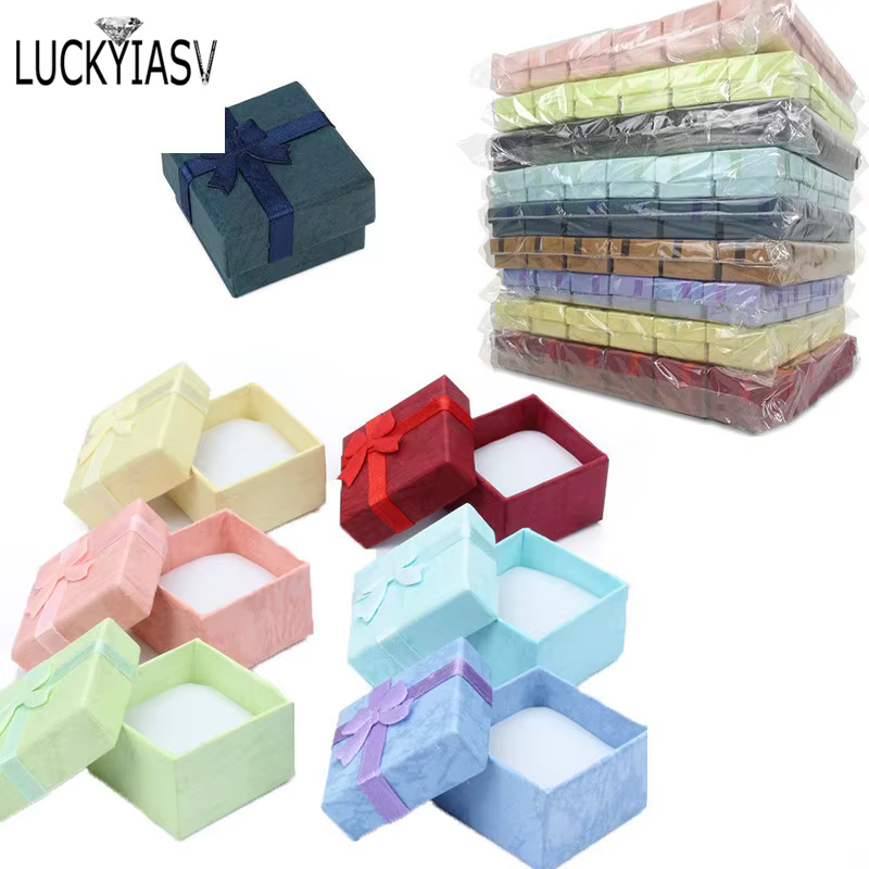 Boîte à bijoux en papier pour bague, boîte d'emballage pour bague, PRfissurainer, étui pour boucle d'oreille, cadeau, 24 pièces par lot