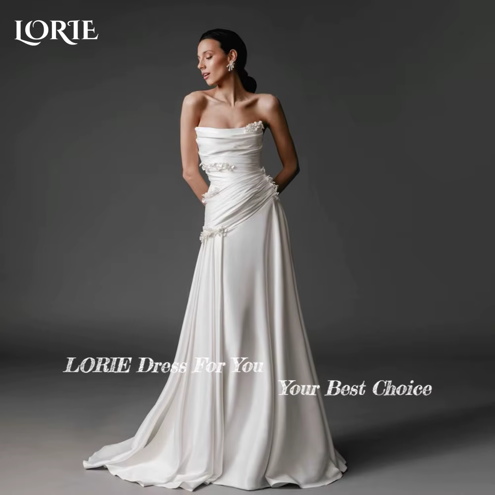LORIE plis sirène robe de mariée sans bretelles élégant dos nu robes