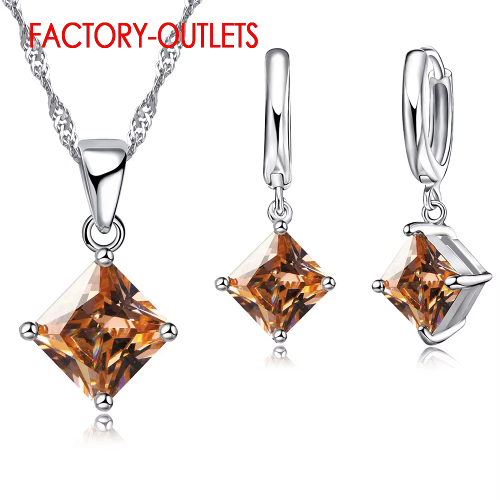 Ensemble de bijoux de mariée en argent Sterling 925 véritable