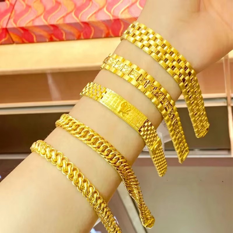 Bracelets en or jaune pur pour femmes et hommes