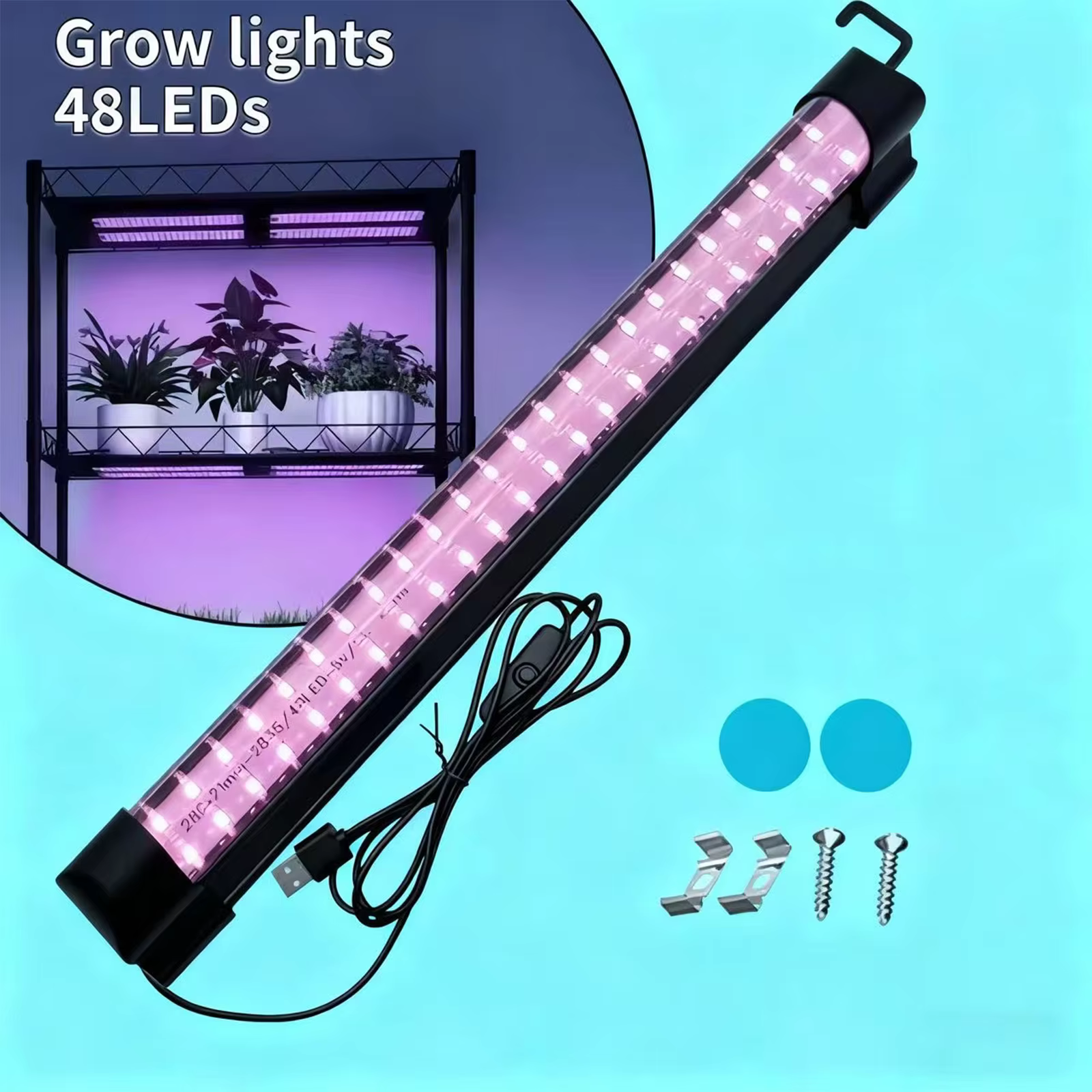 Lampe de croissance - Lampe LED pour plantes à spectre complet - Lampe d'éclairage supplémentaire pour semis hydroponiques d'intérieur et support de fleurs - Lampe à cadre