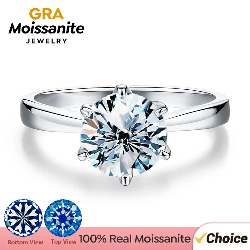  GRA – bague en diamant Moissanite véritable pour femmes