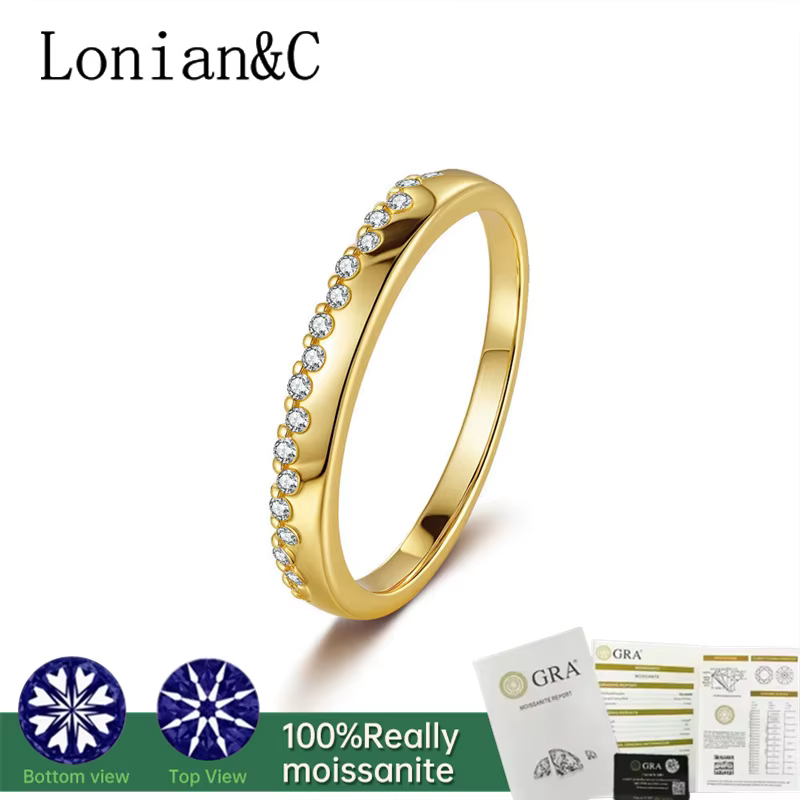 Lonian & C – bague Moissanite plaquée or 18 carats