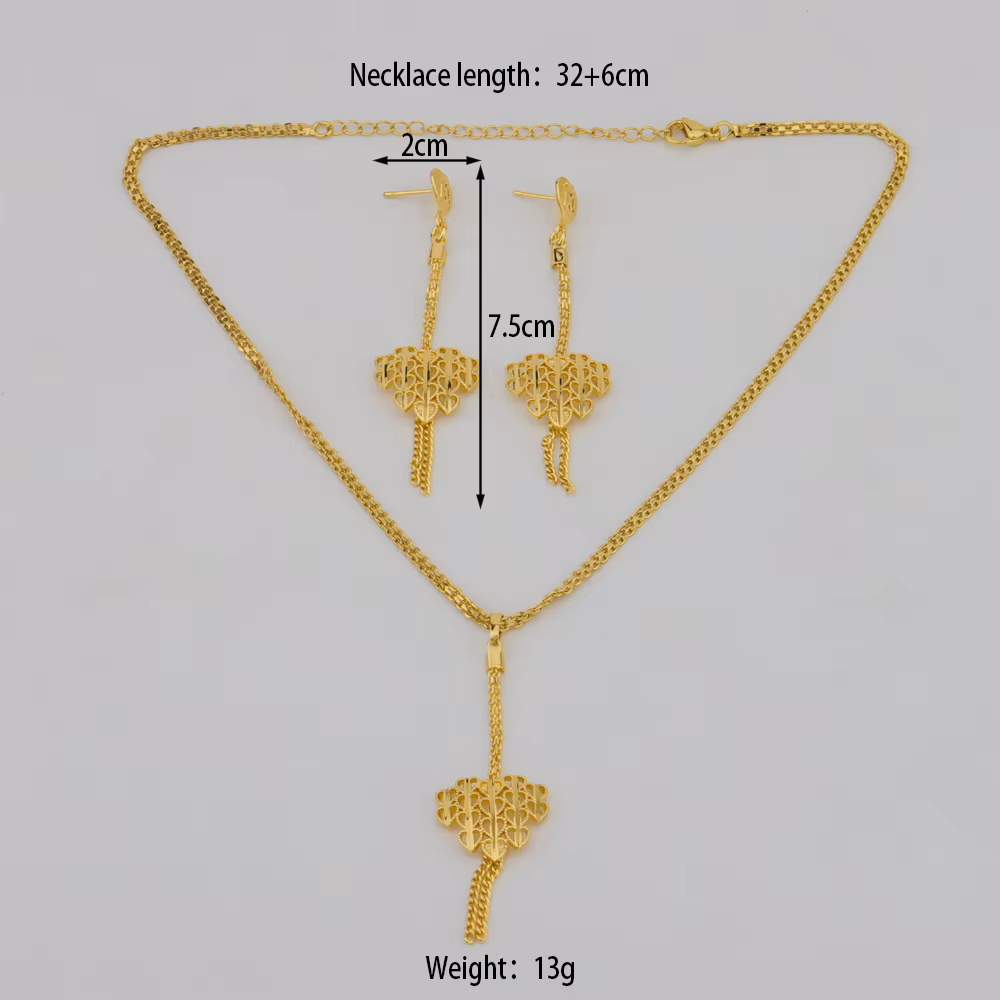 Collier plaqué or, boucles d'oreilles
