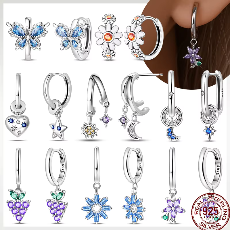 Boucles d'oreilles de printemps en argent Sterling 925 pour femmes