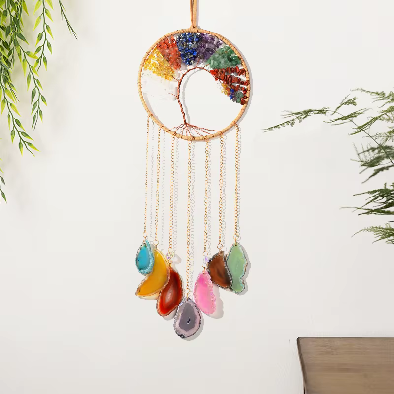 Arbre de vie 7 Chakra pierre capteur de rêves cristal de guérison cadeau