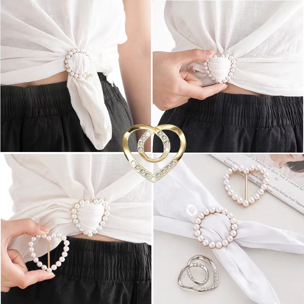 4 pièces t-mignon écharpe anneau et diapositives pour foulards-chemises Clips vêtements métal rond cercle anneaux