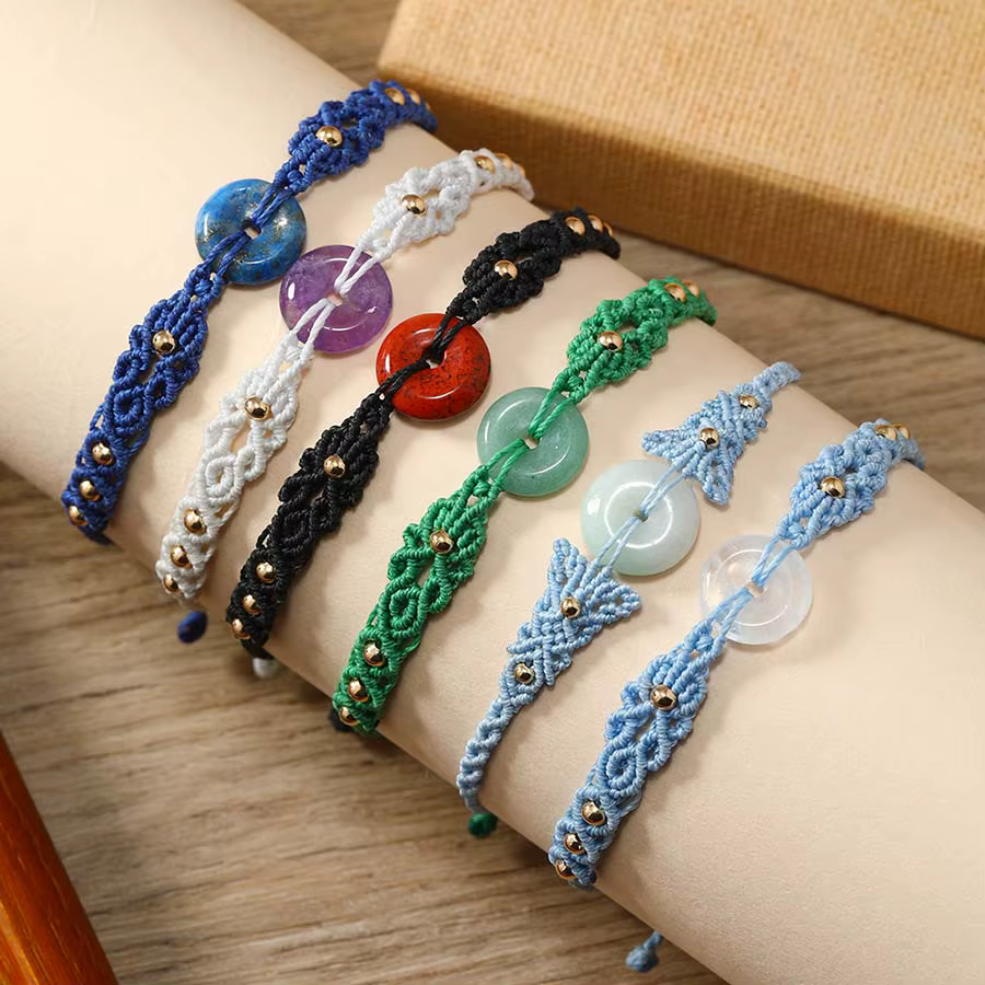 Bracelets ronds en pierre de cristal pour femmes