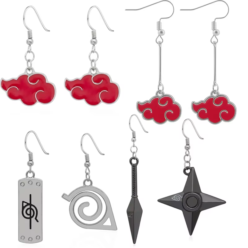 Anime Naruto bijoux boucles d'oreilles goutte accessoires Sharingan Akatsuki Cosplay fête pendentif