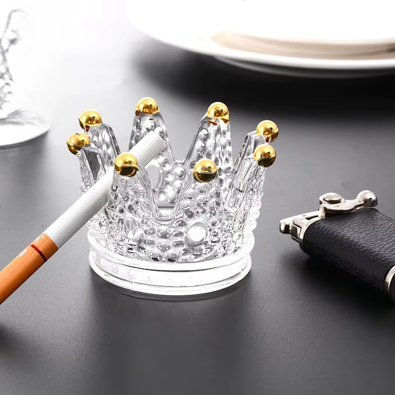 Bougeoir en verre avec couronne en cristal européen