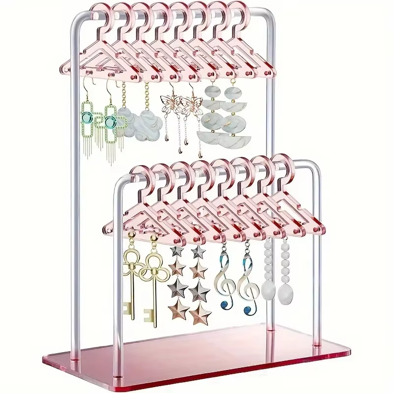 16 Pcs Hangers Shaped Jewelry Holder Personalized Earrings Display Racks Hanging Clothes Stand Storage