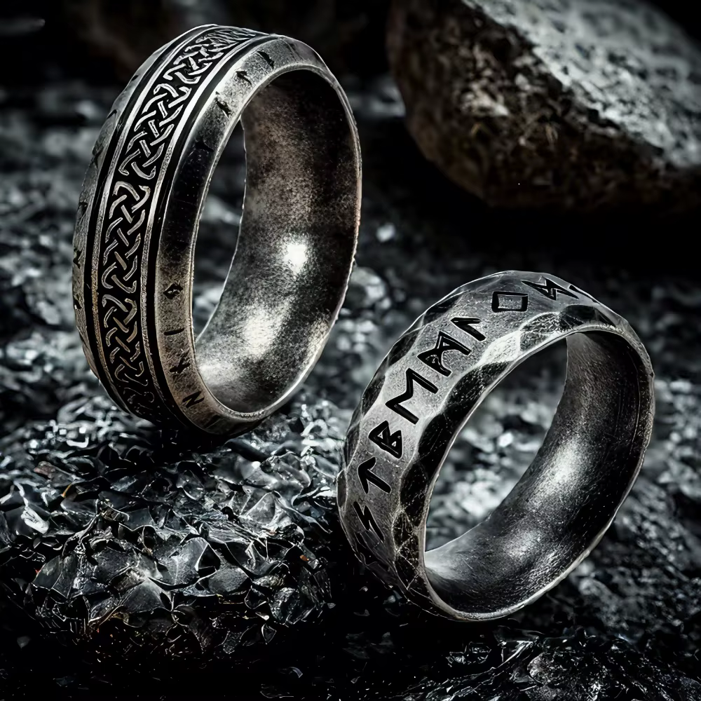 YILUOCD acier inoxydable Viking Runes anneau pour hommes femmes Vintage nordique celtique noeud anneaux Odin lettre amulette bijoux en gros
