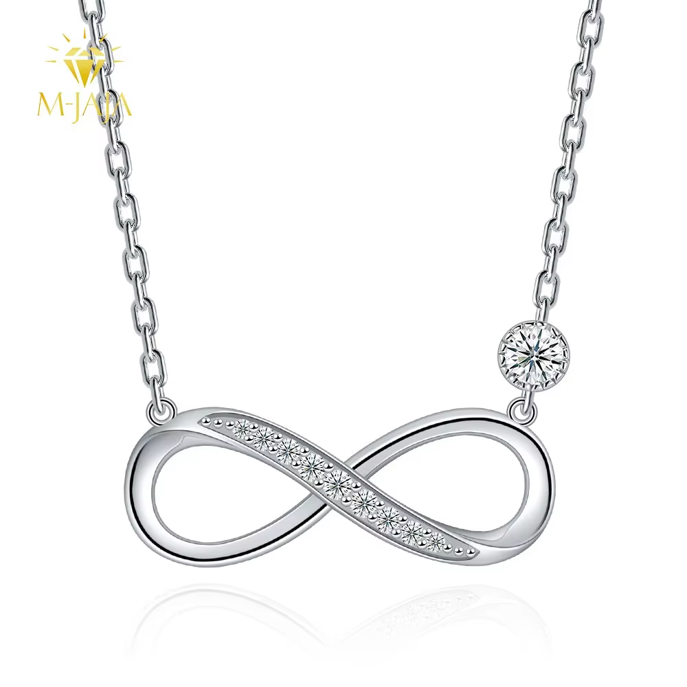 M-JAJA Moissanite collier Möbius boucle infinie pendentif