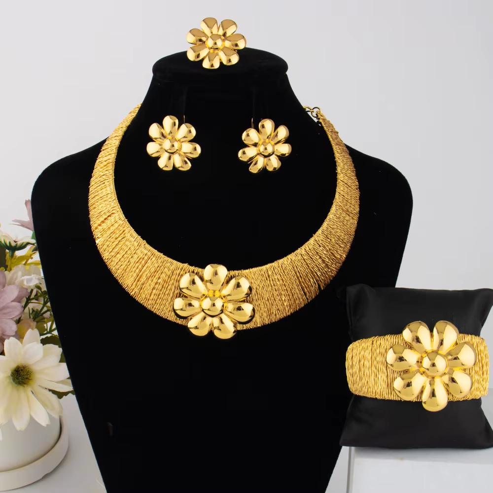 Ensemble de bijoux de luxe en or pour femmes