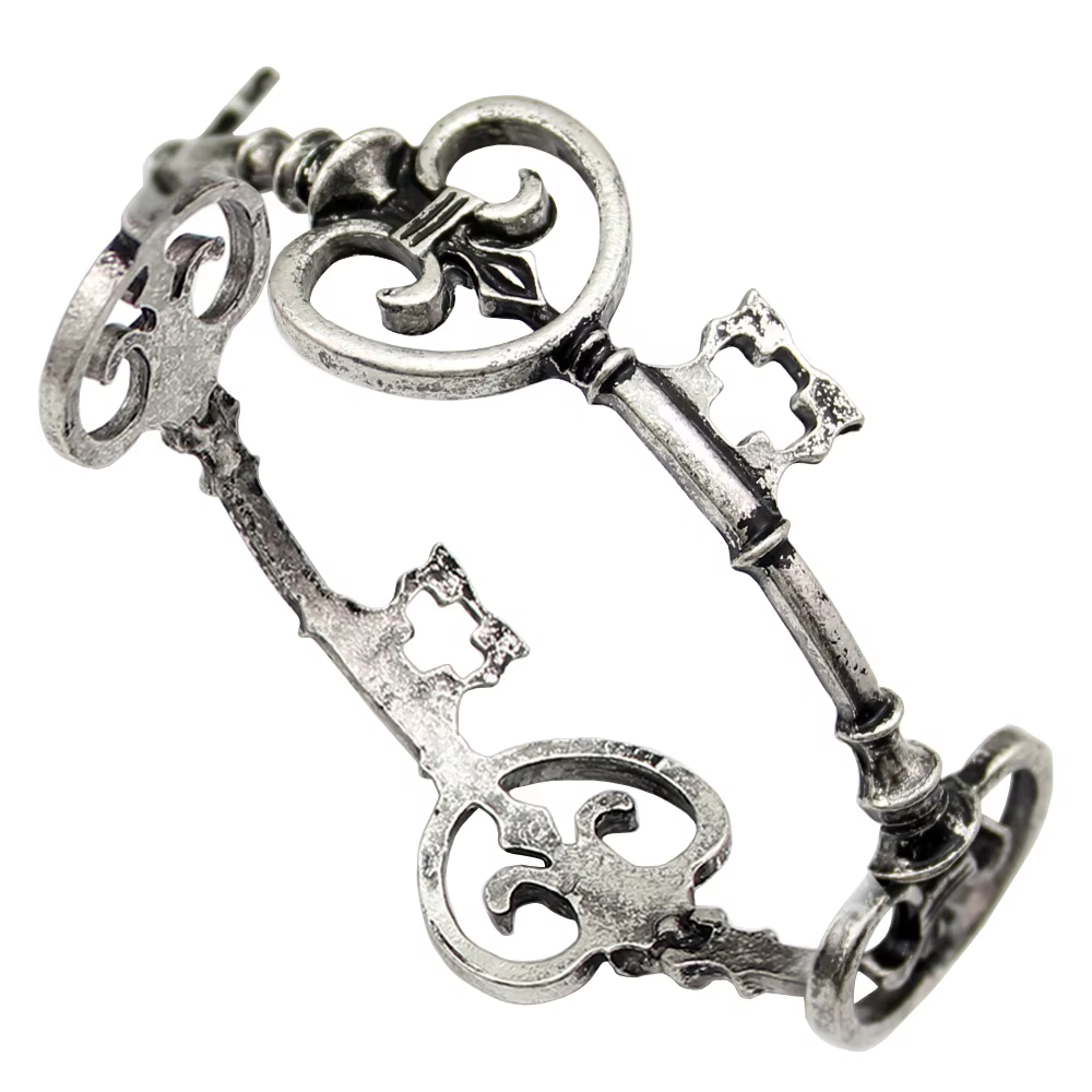 Vintage victorien squelette clé croix Bracelet de mariée mode unisexe