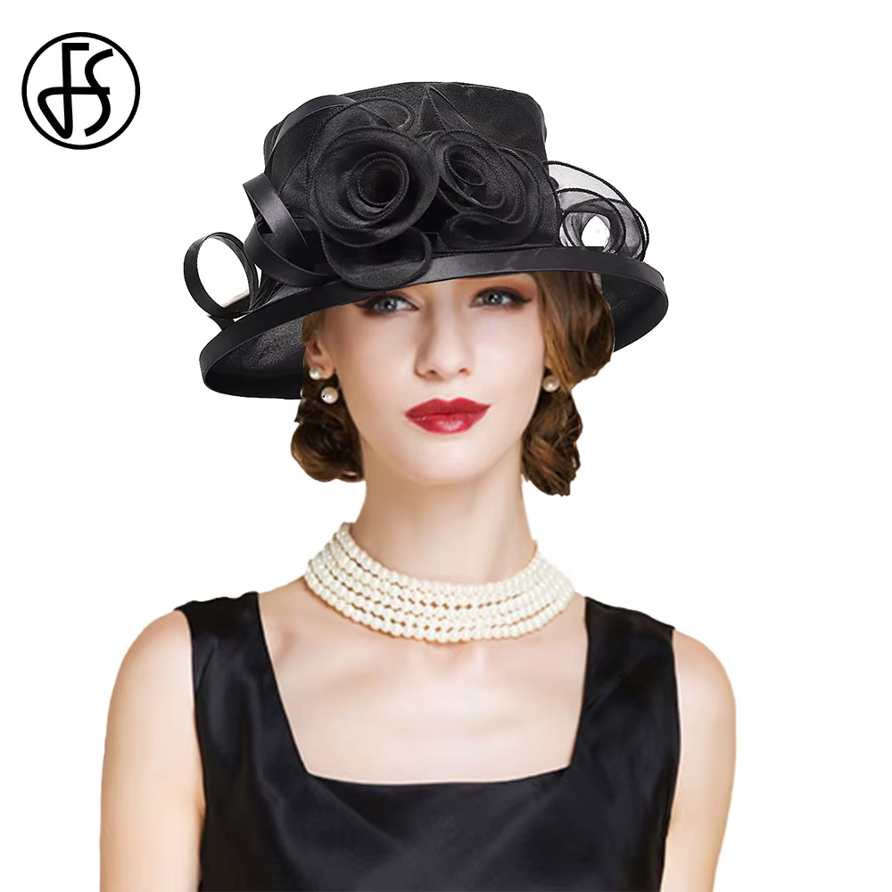 FS 2025 été plat haut pare-soleil chapeaux pour femmes fleur élégant mariage mariée fête chapellerie Protection UV Derby casquette femme