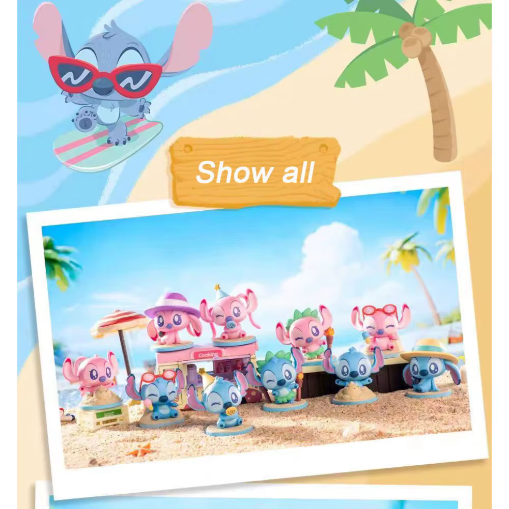 Stitch et Angel : Collection de figurines Disney Surprise Beach Adventure Series – Mini jouets