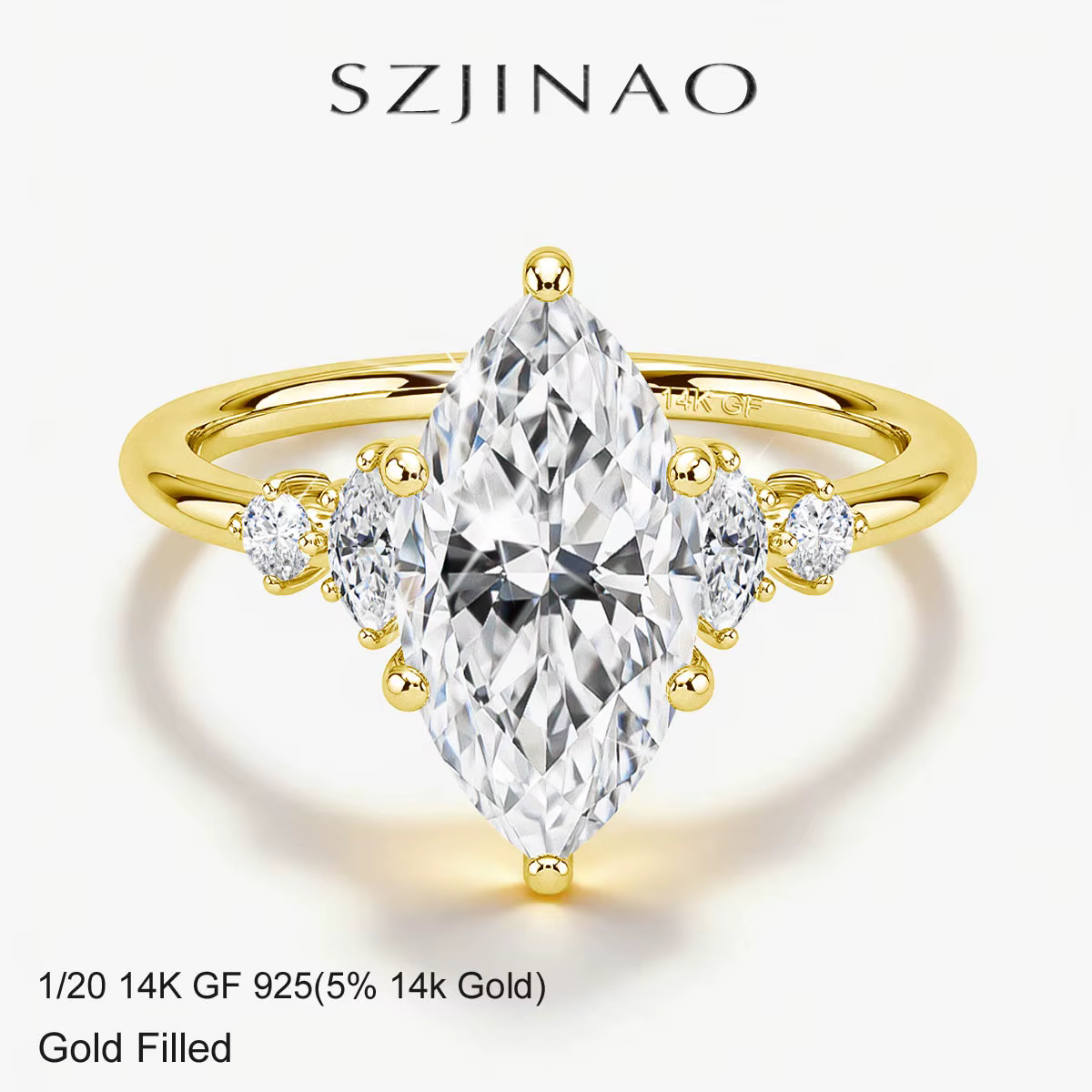 Bague en Moissanite Certifiée GRA 2CT Coupe Marquise