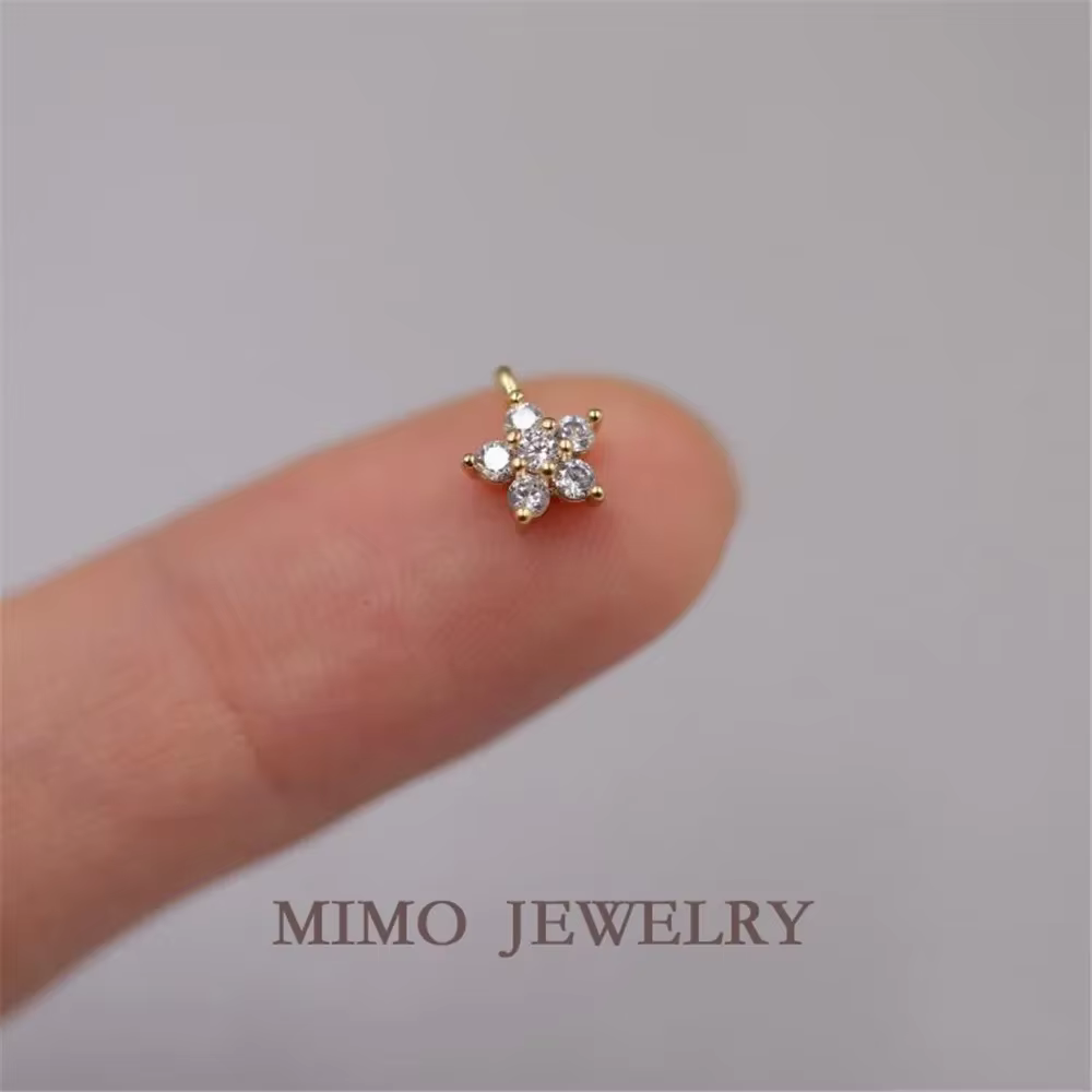 Or 14K Gold Thorets Flower Single Ring Pendant, Copper Plated, DIY Handlowing Accessoire
