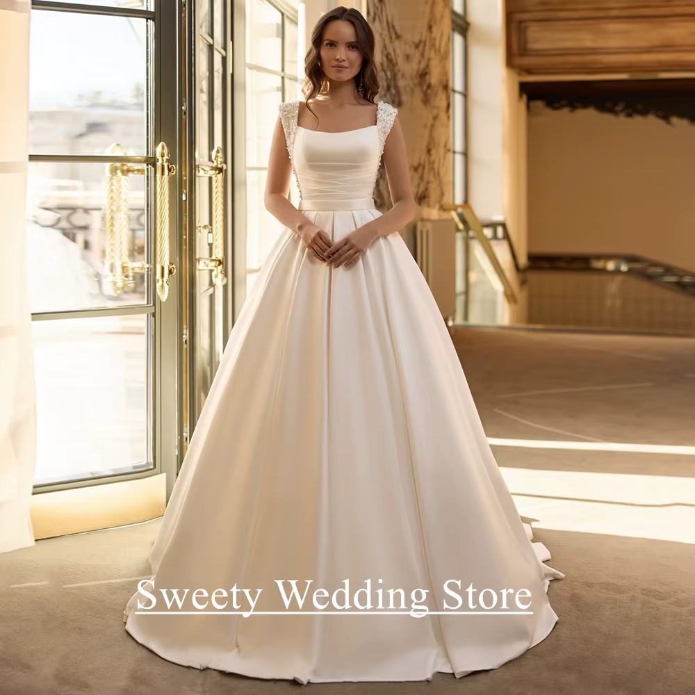 Robe de Mariée Élégante en Satin pour Femme