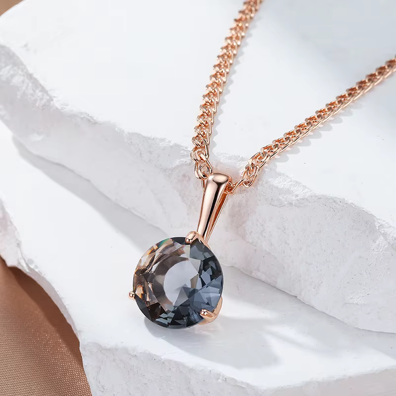 Wbmqda – grand pendentif et collier en pierre grise pour femmes