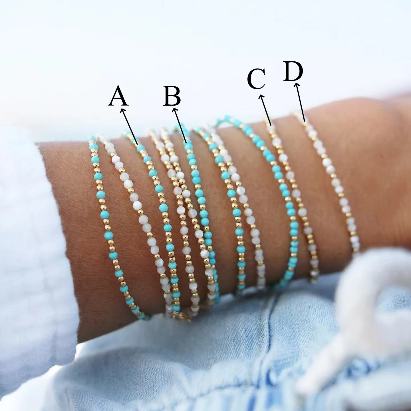 CCGOOD Boho plage Bracelets pour femme été pierre naturelle perle bijoux empilable cadeau Surf Pulseras