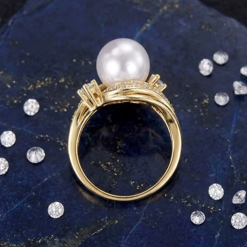 Huitan – bague en perles d'imitation gracieuse pour fiançailles