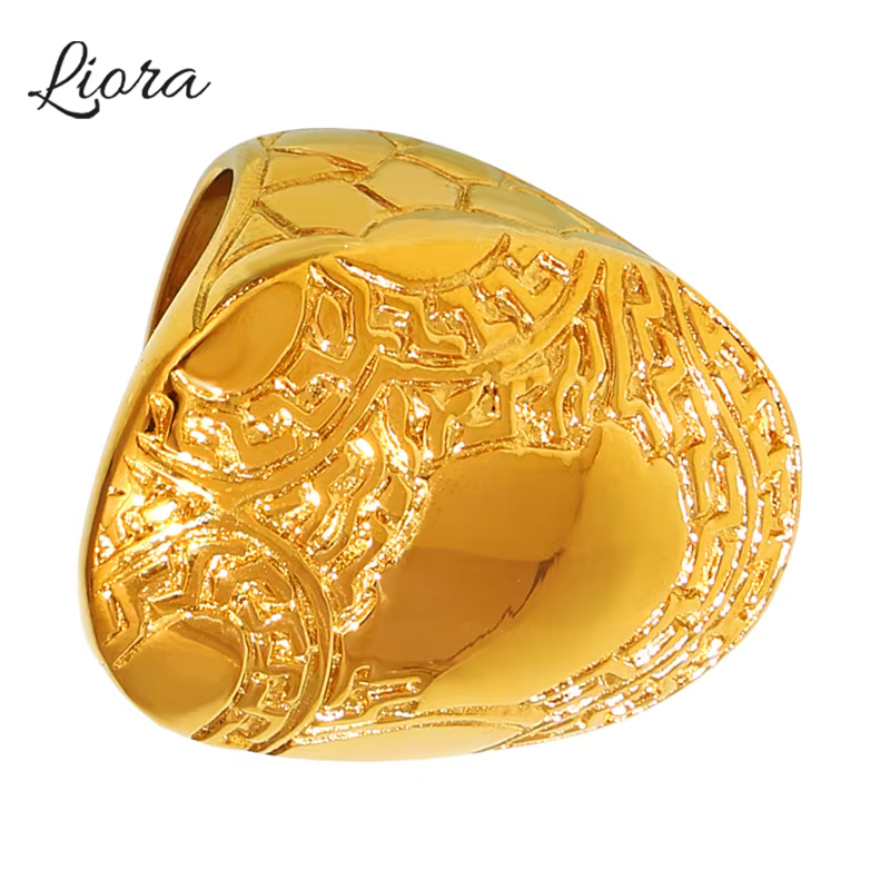 Bague Vintage Bergame Irrégulière en Acier Inoxydable pour Femme