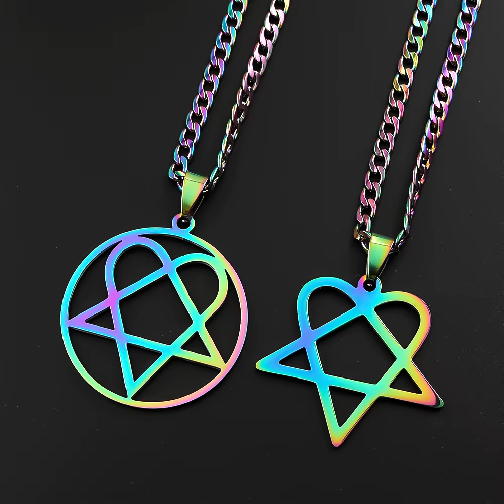 Collier pentagramme Heartagram Him Band pour hommes et femmes