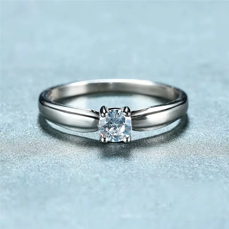 Huitan – bagues rondes simples en Zircon cubique pour femmes, accessoires de fiançailles, de mariage, simples et élégantes, bijoux à la mode