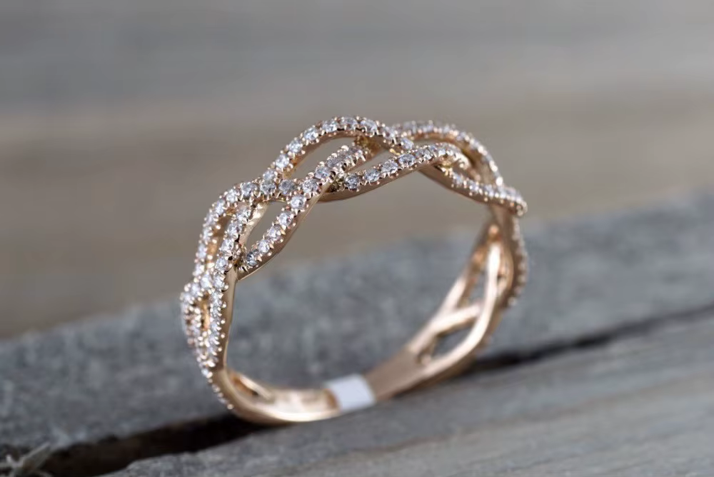 Bague de Mariage Plaquée Or Rose pour Femme