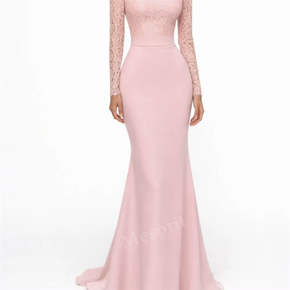Robe de soirée de mariage personnalisée à manches longues