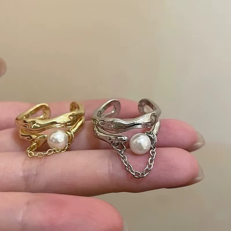 Bague en argent couleur or pour femmes