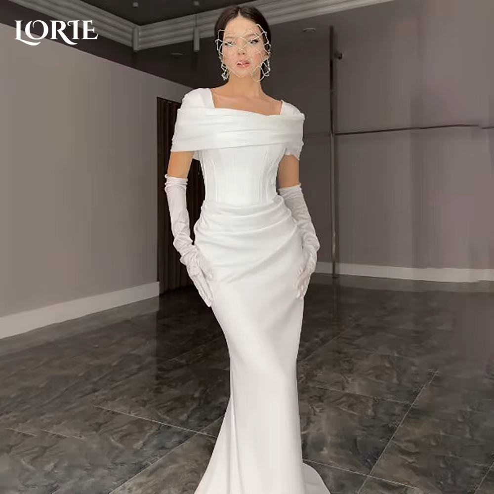 Robe de Mariée Élégante à Volants et Col Carré