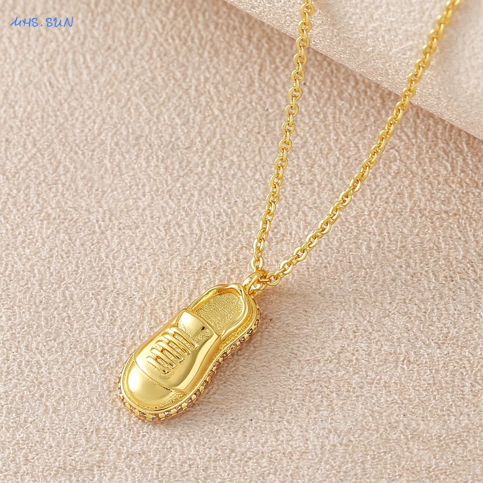 MHS.SUN – colliers avec pendentif en forme de chaussures plaqué or pour femmes et hommes