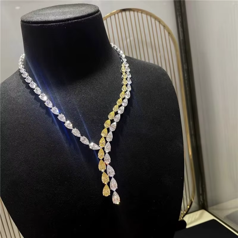 Foyimagination-Ensembles de bijoux en diamant jaune et blanc pour femmes