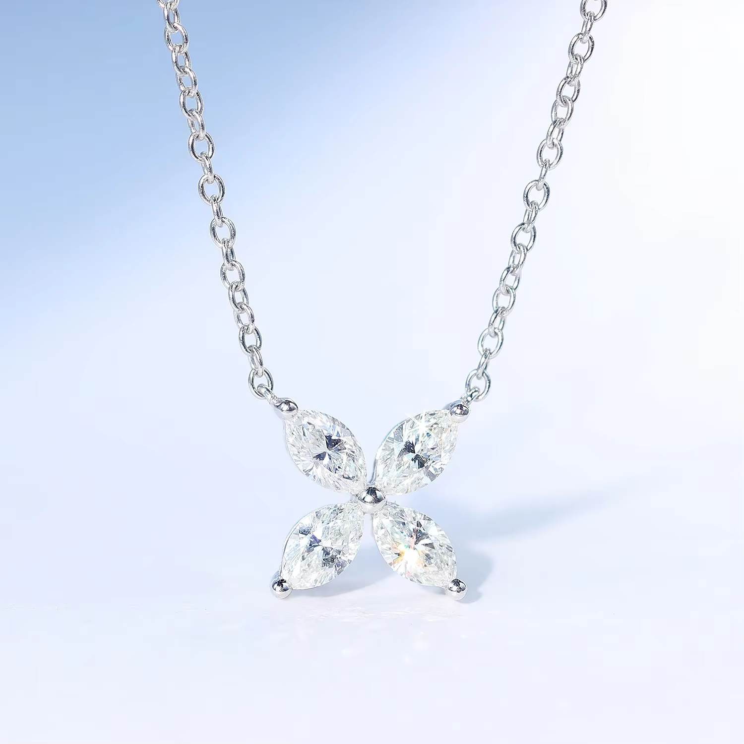 Collier en argent Sterling S925 avec trèfle à quatre feuilles pour femme