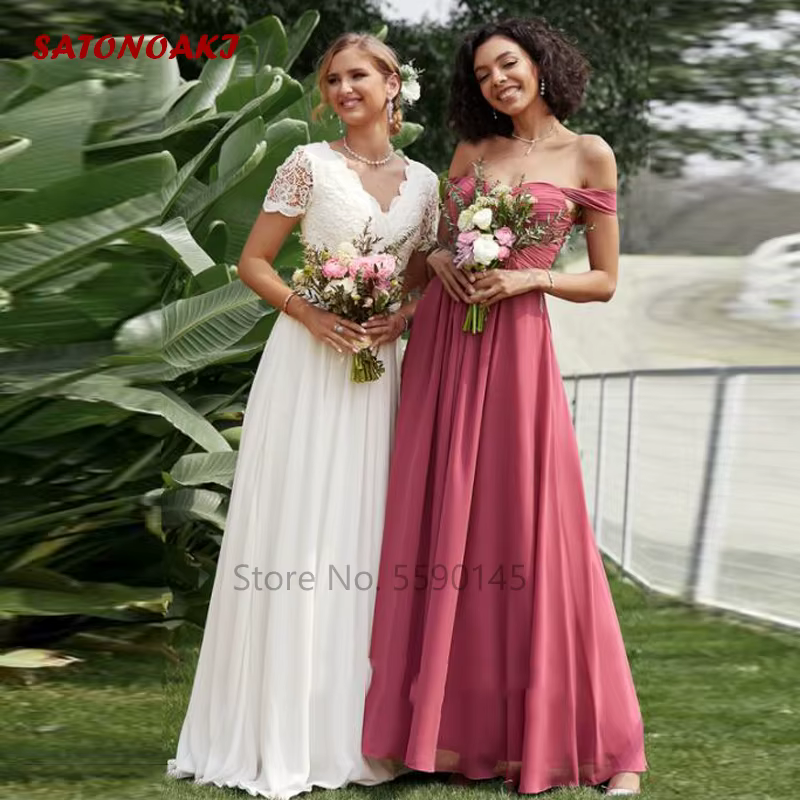 Robe De mariée en mousseline De soie et dentelle