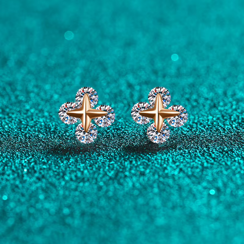 Boucles d'oreilles de luxe en or Champagne Moissanite 0