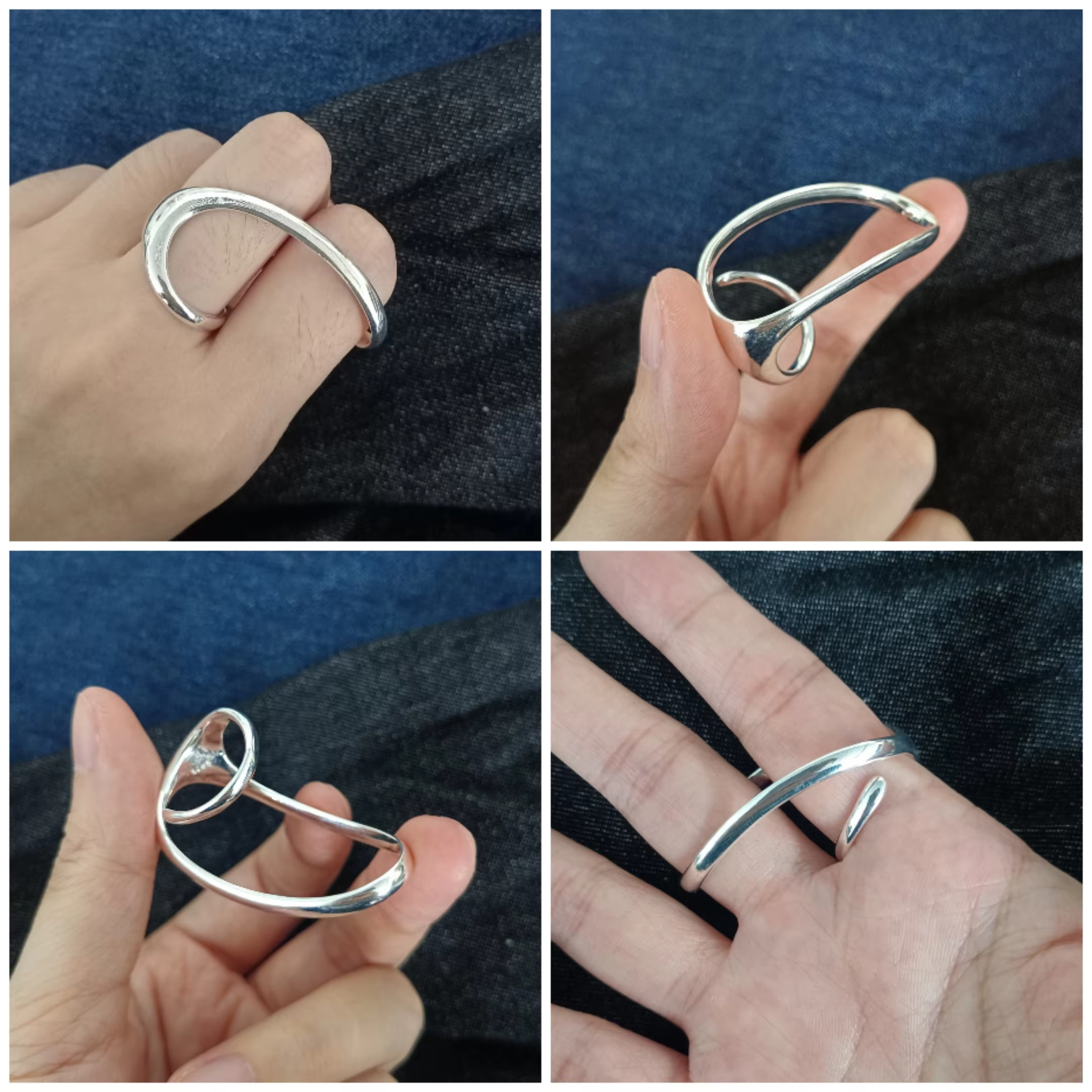 Bague ouverte en argent 925 poli
